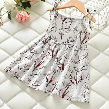 

Girls Dresses 2020 New Summer Floral Style with Hat Children Sleeveless Costume Girl Clothes Kids Dress For Girls Casual Dresses