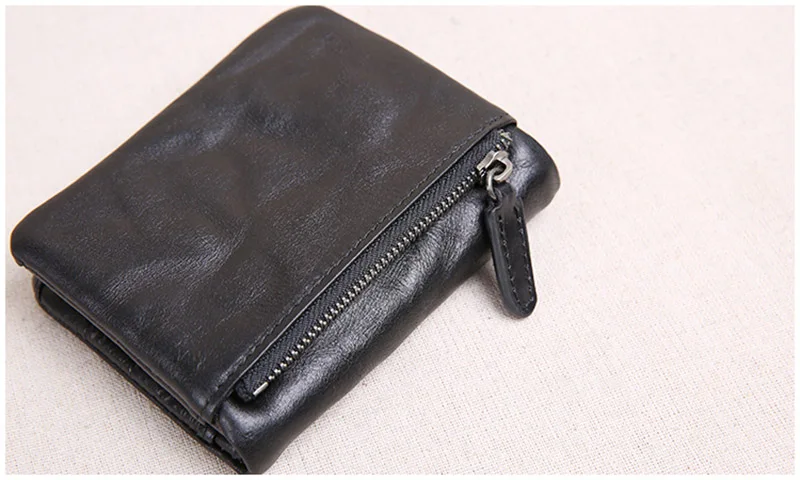 AETOO мужской короткий кожаный модный кошелек, ручной работы ретро старый маленький кошелек, кожаный студенческий зажим для билета