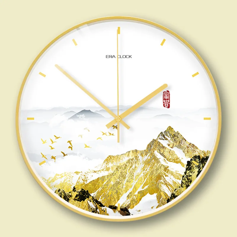 

Silent Wall Clock Modern Design Scan Bedroom Clock Simple Home Decor Metal Round Wall Clock Modern Light Luxury Silent 50W043