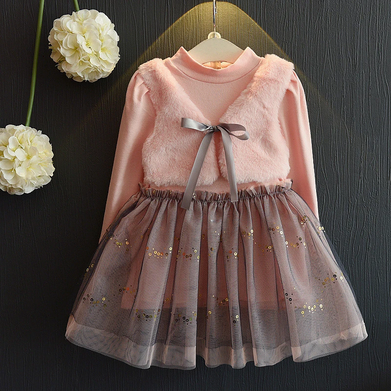 Mayfair Cabin/кружевное платье для девочек осенние детские сетчатые платья принцессы с длинными рукавами милая одежда, платье Стильное детское розовое шерстяное платье