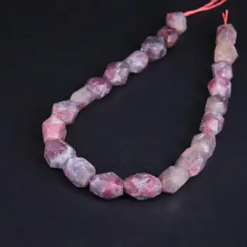 

Natural 10-14x15-20mm Raw Pink Tourmaline Faceted Nugget Gems Stone Lace Loose Beads 15"
