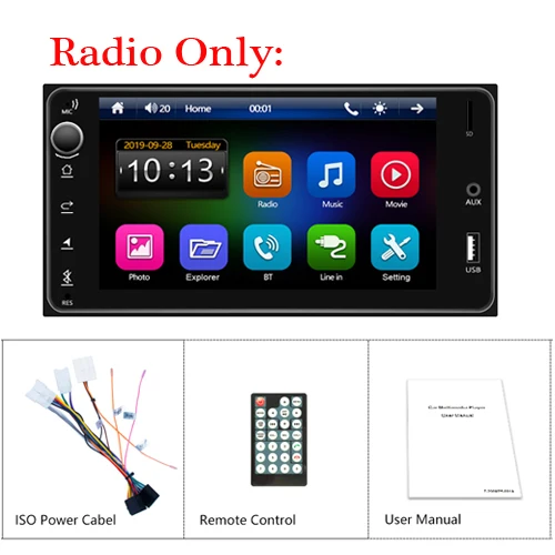 AMPrime 2 Din Автомобильная Радио " мультимедиа для Toyota Corolla авто стерео Android/IOS Авторадио MirrorLink Bluetooth USB TF FM камера - Цвет: Radio Only