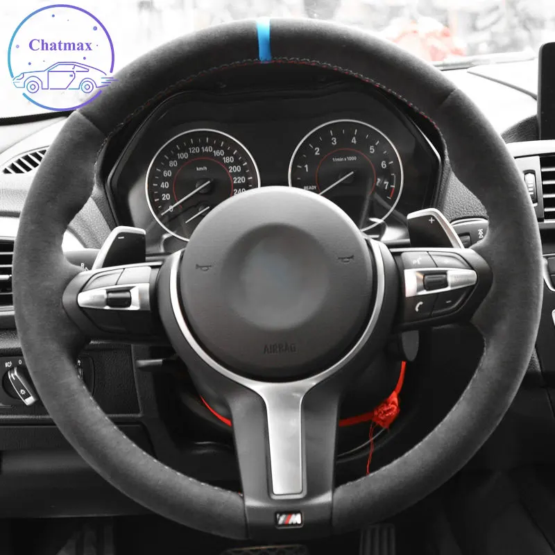 Black-Alcantara-Hand-stitched-Car-Steering-Wheel-Cover-for-BMW-M3-M4-2014-2016-F33-428i
