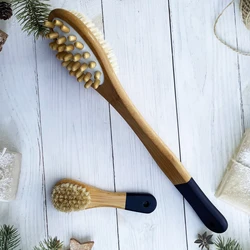 Exfoliating Cleaner Organic Massage Hand Vent Brushes Shower Scrub Clean Body Dry Custom Bamboo Double-sided Bath Brush DREWTI