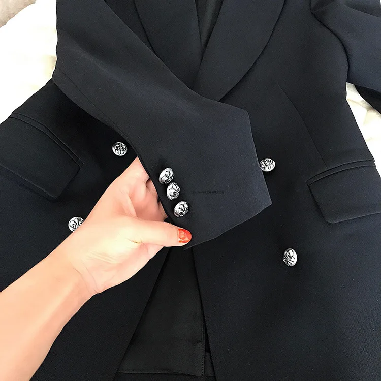 

Micro for Europe And America WOMEN'S Dress Europe And America Black And White with Pattern Shuangpai Buckle Slim Fit Top Grade S