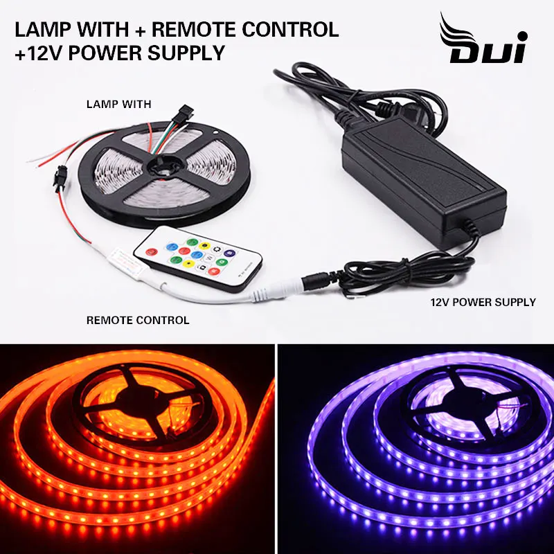 

DUI RGB light with LED digital intelligent colorful full color 5050 light bar 5 meters with mini controller and power supply