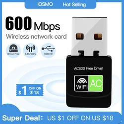 Wireless USB WiFi Adapter 600Mbps 5.8GHz+2.4GHz USB Wifi Receiver Wireless Network Card Dual Band 802.11b/n/g/ac Lan Wifi Dongle