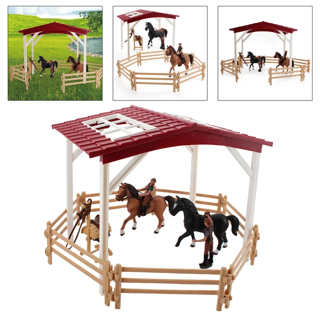 Farm Horse Scene Anction Figure Fence Statues Collection for Tabletop Decor 3