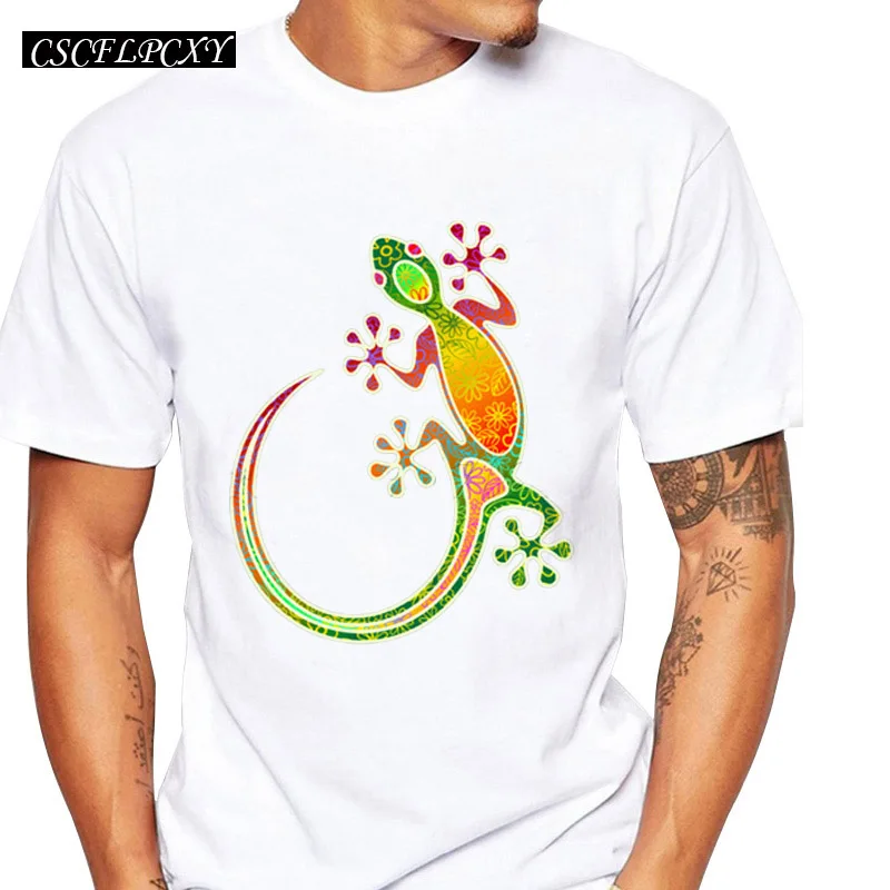 

new arrivals neon color 3d snake/Chameleon/gecko printed men's customized t-shirt fashion creative male tops funny tee