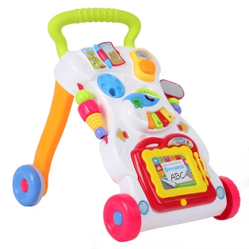 

Multi-function Electric Baby Walker Trolley with Puzzle Board Piano Non-slip Handle Baby Toddler Learning Sit-to-Stand Walker
