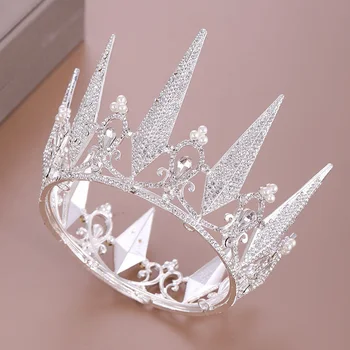 

Luxury Crowns Rhinestone Crystal Pearls Circle Tiaras Wedding Bridal Queen Princess Crowns Women Hair Accessories Jewelry L