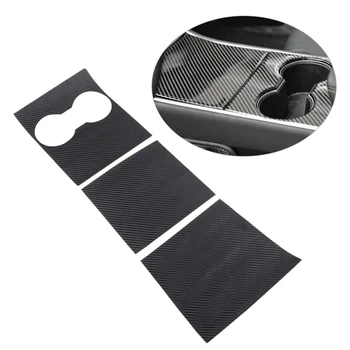 

3Pcs/Set Carbon Fiber Style Center Console Water Cup Holder Decoration Cover Sticker Trim Fit For Tesla Model 3