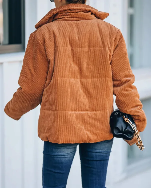 Spot! 2021 new fashion pocket corduroy warm jacket