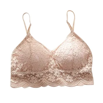 

2020 New Arrivals Women French Lace Triangle Cup Bra Softy Adjustable Straps Without Wire Comfortable Underwear Brassiere