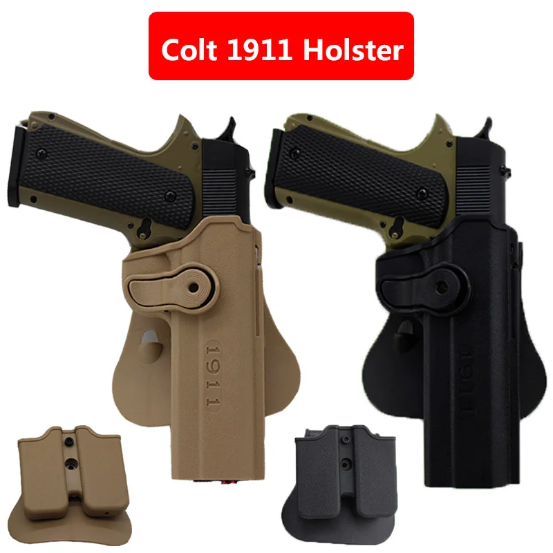 

IMI Hunting Airsoft Colt Holster With Magazine Pouch for Colt 1911 Combat Tactical Military Gun Pistol Case Waist Black Sand