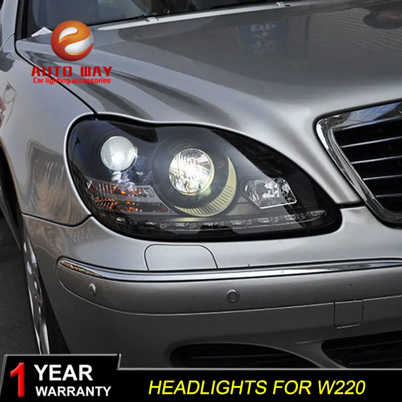 Автомобильный Стильный чехол на голову для Mercedes Benz W220 S280 S320 S500 S600 фары 1999-2005 светодиодный DRL Объектив Двойной Луч