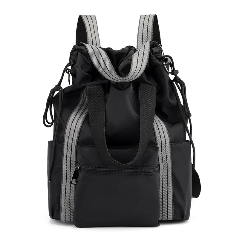 Black Backpack Нейлоновый Водонепроницаемый женский рюкзак, модный рюкзак на шнурке с пряжкой, рюкзак для путешествий, Студенческая сумка для девушек, вместительная сумка для хранения - Цвет: Black Backpack