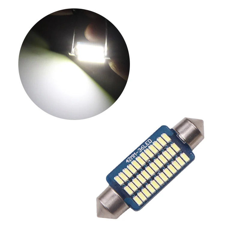 

50 шт. 3014 36SMD светодиодный ные лампы 41 мм гирлянда белого цвета для салона автомобиля Canbus без ошибок для купольного светильника для чтения 12 В