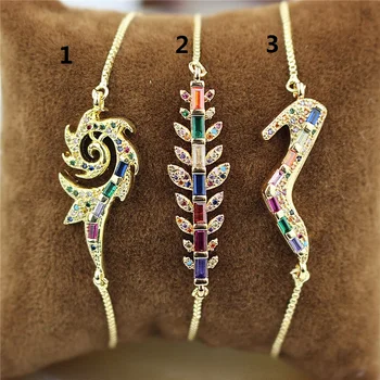 

10pcs New design colorful connector cz bracelet,plated cubic zircon component,popular bracelet cheap wholesale