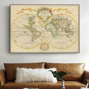 

Vintage world Map Home Decor Canvas Painting Posters And Prints Old Retro Map Wall Art Picture For Living Room Decoration