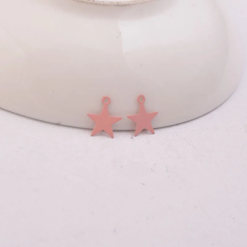 Pink 100 шт./лот AC7495 красочные маленьких звездочек; очаровательные туфли-лодочки с филигранными подвесная пятиконечная звезда разъем Fermoirs Pour изготовление Bijoux(украшения своими руками - Окраска металла: Pink