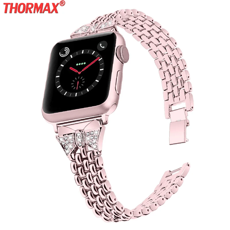 Фото For Apple Watch Band 40mm/44mm/38mm/42mm Women Diamond Bracelet Series 5 4 3 2 1 Wrist Belt for iWatch Metal Strap iwatch band |