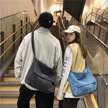 

Retro Washed Denim Bag For Women 2020 New Early Spring Large Capacity Single Shoulder Messenger Bag Canvas Bag