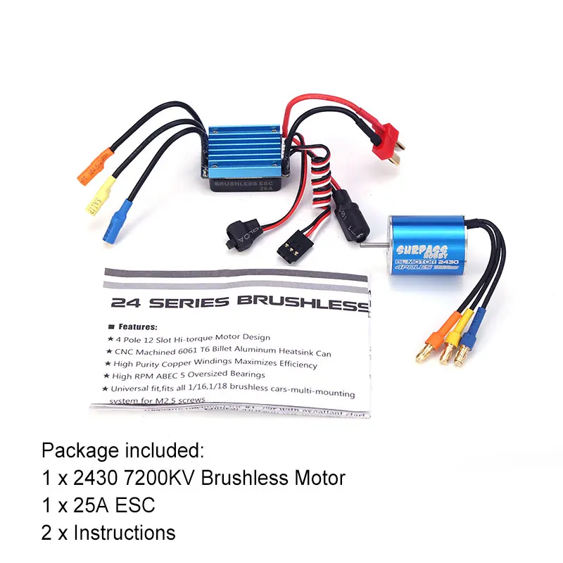 SURPASS HOBBY 2430 7200KV Sensorloser bürstenloser Motor 25A ESC Für RC 1/18 Car SURPASS HOBBY 2430 7200KV Sensorloser bürstenloser Motor 25A ESC Für RC 1/18 Car