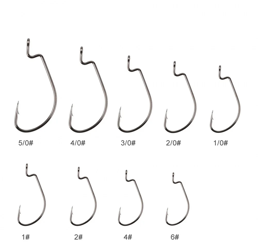 20pcs/lot Anzuelos Pesca Jig Hook High Carbon Steel Offset Hook Karpervissen Fishhooks Lure Softjerk Hooks 6#-5/0 Fishing Tackle