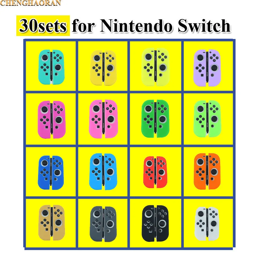 

30Sets = Left Right Luminous Candy Solid colors Silicone Case Cover Soft Protective Skin for Nintendo Switch Joy-Con Controller