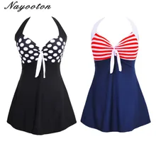 Большой размер купальник женский винтажный Сейлор пин ап купальник ретро цельный Skirtini Cover up Swimdress