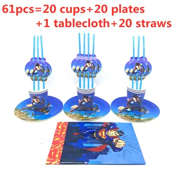 

61/31pcs Superman Superhero Kids Birthday Party Supplies Set Tablecloth Cup Plate Straw Event Decoration Boys Kids Party Favors