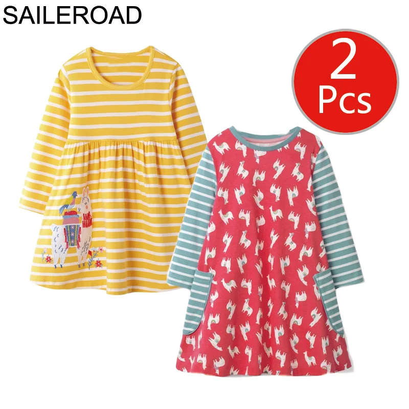 SAILEROAD 2 шт. Радужное Платье Малыша Платья Осень Зима Хлопок Костюм Новорожденных Девочек Одежда Детей Платье Принцессы Свадебные Платья