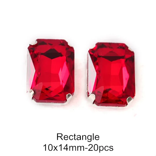 10x14mm-20pcs Продать по потери! Высокое качество, стразы смешанной формы из красного стекла, пришивные стразы с золотыми когтями, пришивные стразы для сумок Y3512 - Цвет: 10x14mm-20pcs