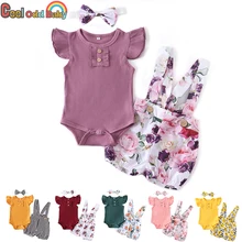 Newborn Baby Girl Clothes Set Summer Infant Outfits Solid Color Romper Flower Shorts Headband Fashion 3Pcs For Toddler Clothing