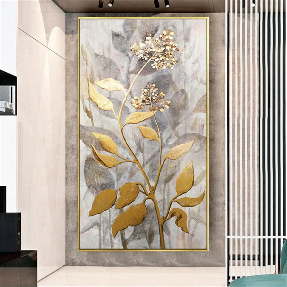 

New Handmade Modern Canvas Picture Abstract Oil Painting Trim Knife Golden Tree Mural For Home Living Room Hotel Decor Wall Art