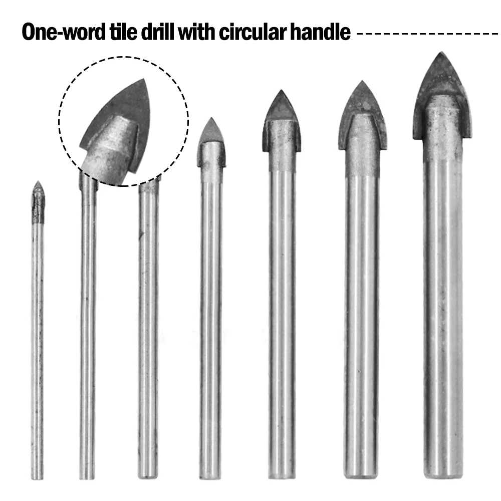 

7Pcs 3-12mm Glass Drill Bit Set Carbide Tipped Ceramic Tile with Hex Shank Triangle Hole Drill for Power Tools