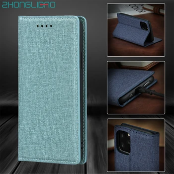 

Fabric Texture Flip Leather Case for IPhone 11 Pro Xr Xs 11pro Max X 8 7 6 6s Plus SE 2020 Magnetic Wallet Book Cover Bag Pouch