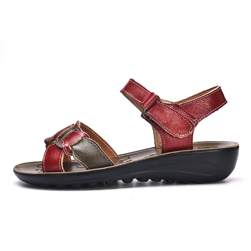 Casual Genuine Leather Sandals Women Wedge Sandals Platform Summer Shoes Ladies Sandalias Beach Shoes Chaussures Femme Size 43