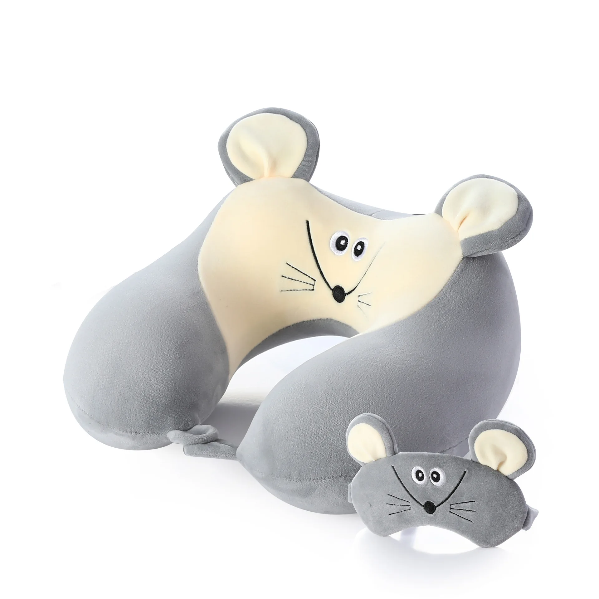 Новая мультяшная подушка для путешествий с животными, плюшевая хлопковая u-образная подушка с памятью, Мужская и Женская Офисная подушка для обеда, повязка на голову, подушка для шеи - Цвет: mouse