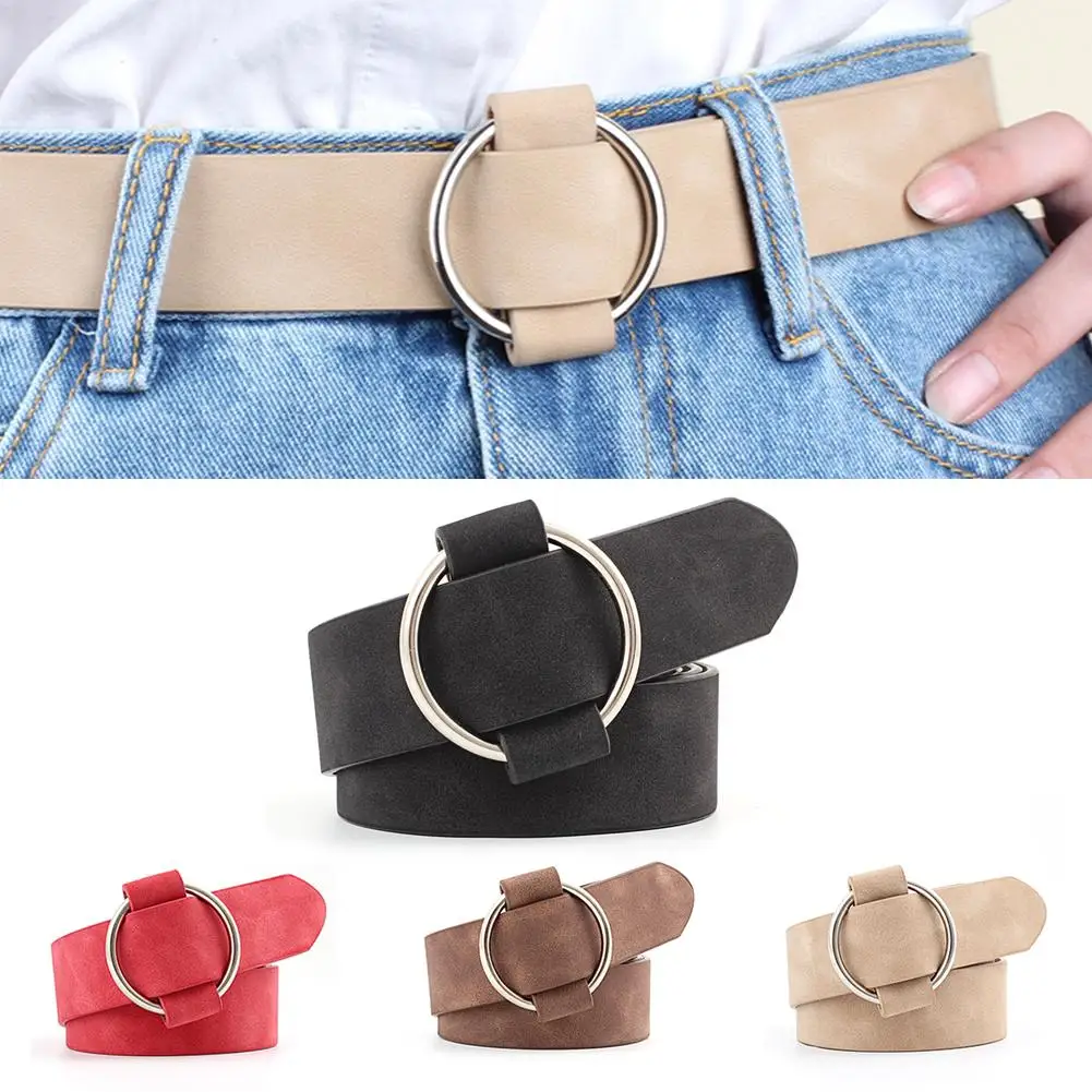 Women Belt New Wide Suede Leather Waist Belt Female Casual Ladies Round Buckle Belts For Women Dresses Belts 30E