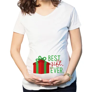 

2019 Fashion Print Christmas Pregnant Women T-shirt
