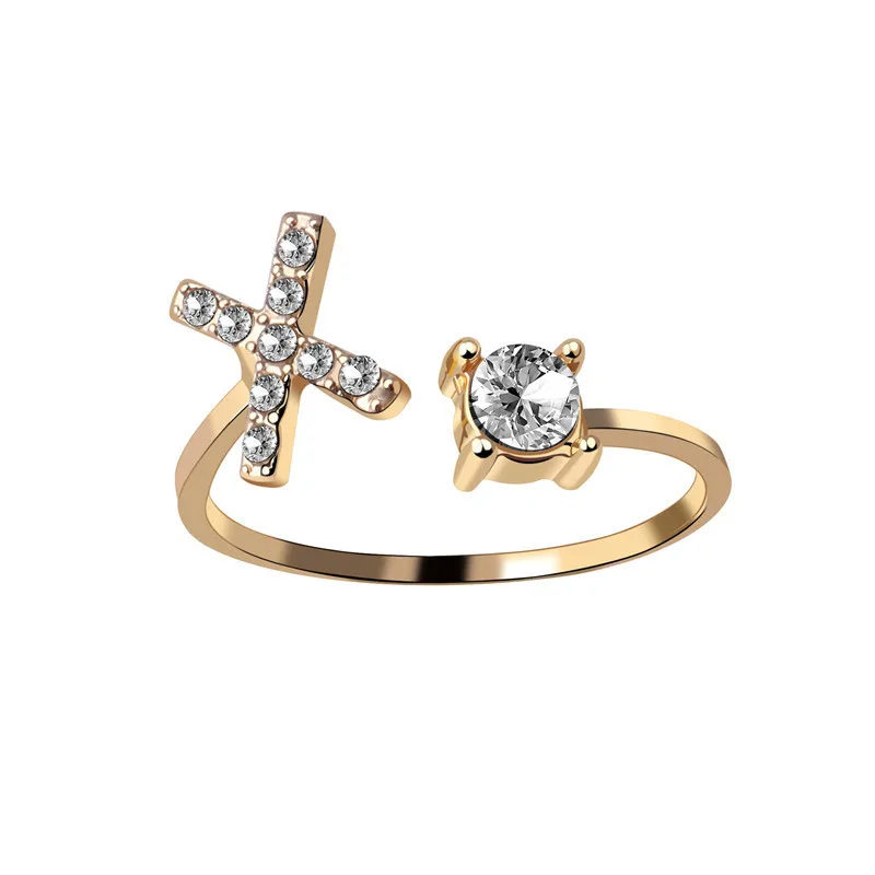Новые 26 букв открытые, кольца на палец для женщин ювелирные изделия Серебряное кольцо Femaler регулируемое кольцо для мужчин Золотое Винтажное кольцо BFF Femme обручальное кольцо - Цвет основного камня: gold X