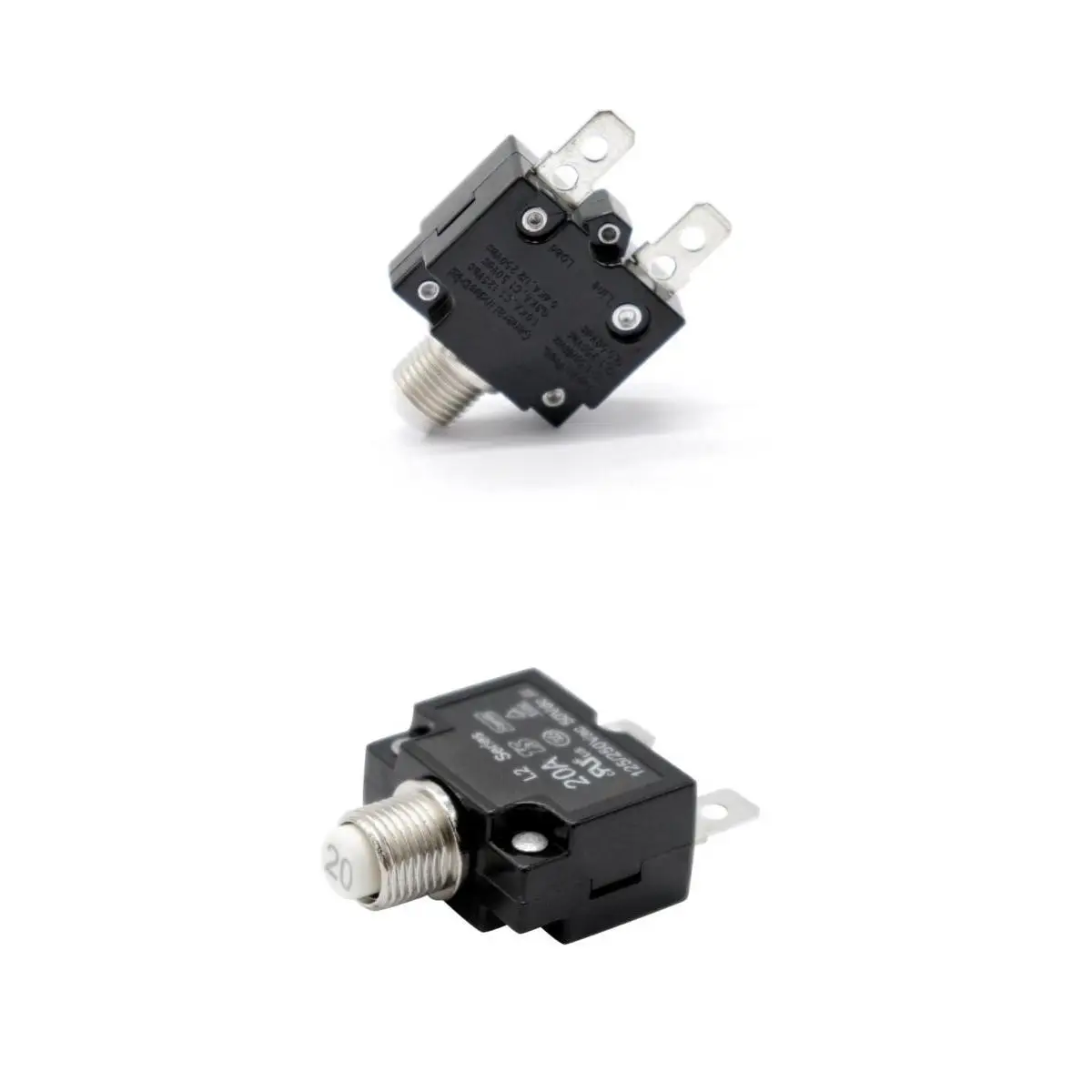 2pcs 50VDC/ AC125-250V 15 Amp 20 Amp Push Reset Button Circuit Breaker Thermal Overload Protector