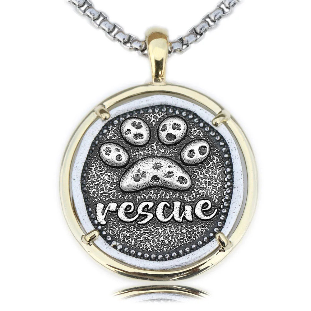 Paw Print Necklace Double Color Men Dog Lover Pendant Animal Pround Rescue Memorial Gift Copper Metal Pet PawPrint Jewelry A276 | Украшения