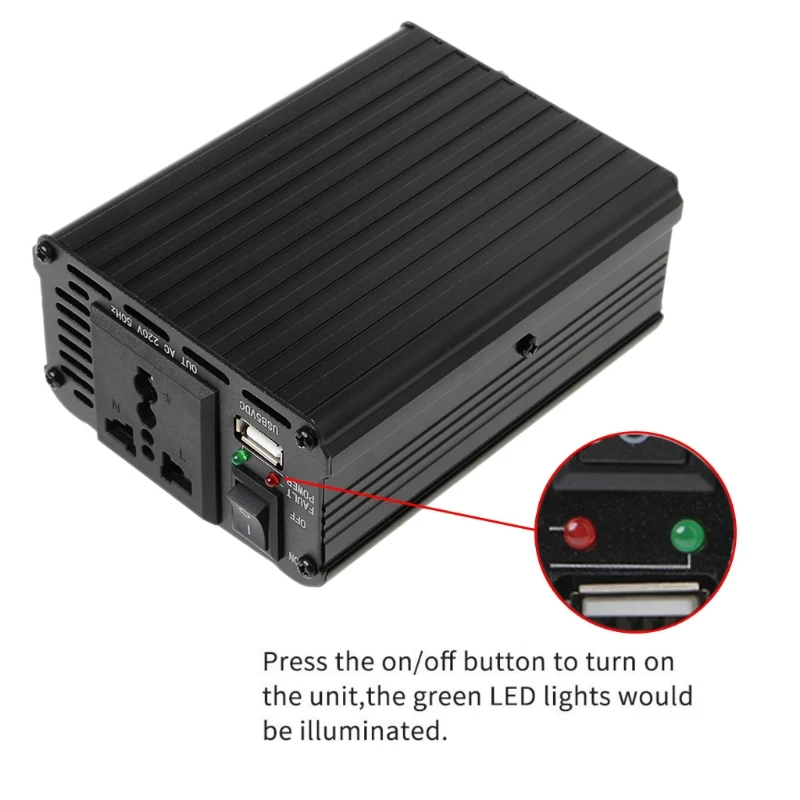 

600W Power Inverter DC 12V to 220V AC Cars Inverter with Car Adapter & USB Port R2LC