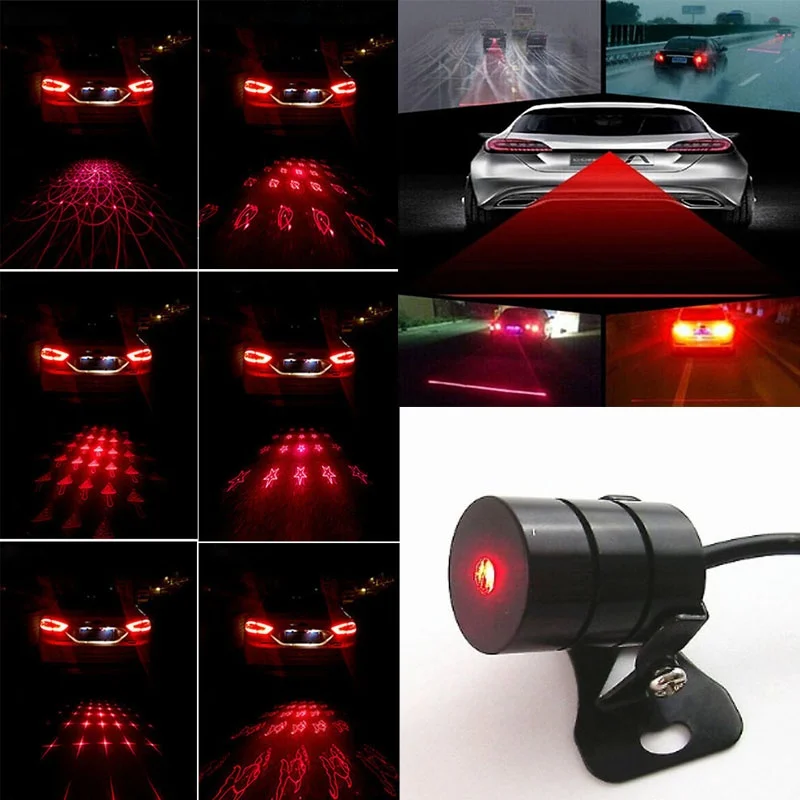 Car Laser Tail Fog Light Motorcycle Brake Parking Warning Lamp Anti Collision HQ 