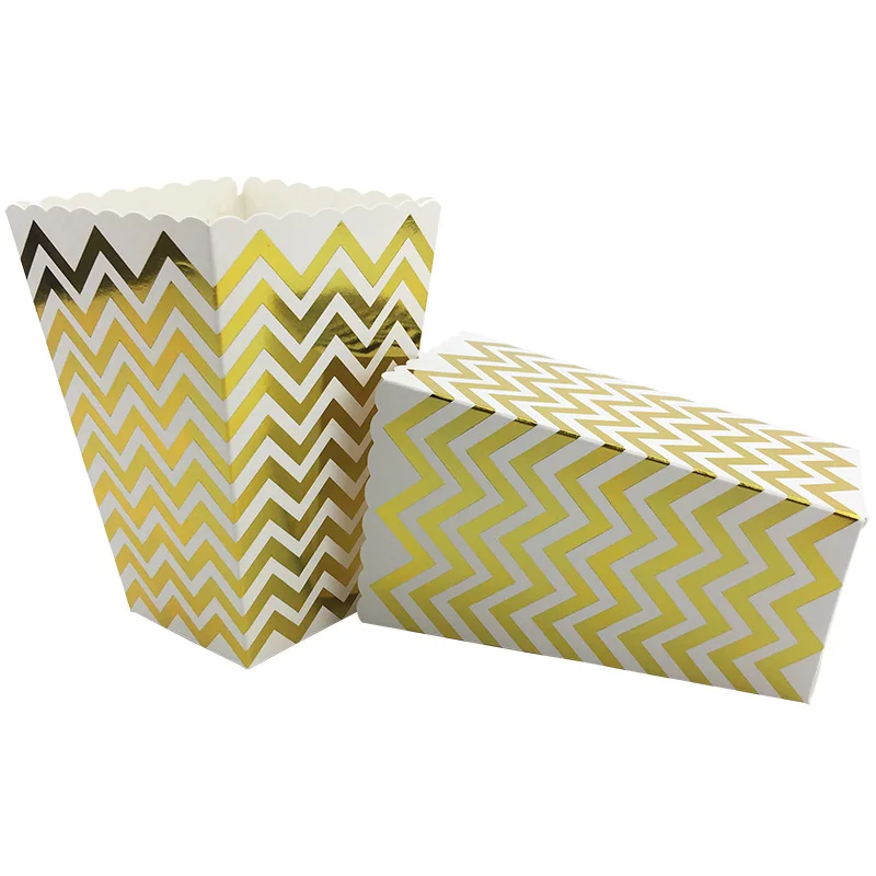popcorn box 6pcs Золотые салфетки, чашки, тарелки, принадлежности для дня рождения, золотые одноразовые столовые приборы для дня рождения, украшения, вечерние сувениры - Цвет: popcorn box 6pcs