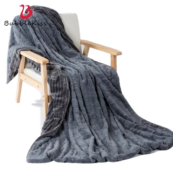 

Bubble Kiss Double Thickening Rabbit Fur Blanket Solid Color Design Flannel Blankets For Bed PV Velvet Blanket Weighted Blanket