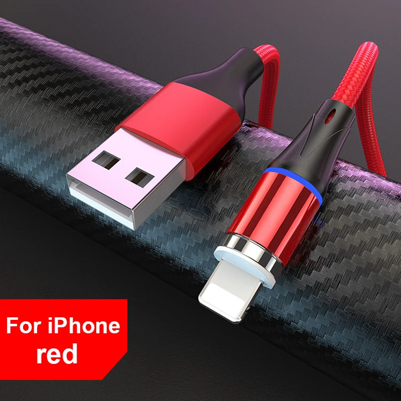 5А Магнитный кабель Micro Usb type C супер быстрая зарядка телефона Usb C светодиодный светильник для iPhone Xr 8 7 Xiaomi huawei Android 1 м 2 м кабель - Цвет: Red For iPhone